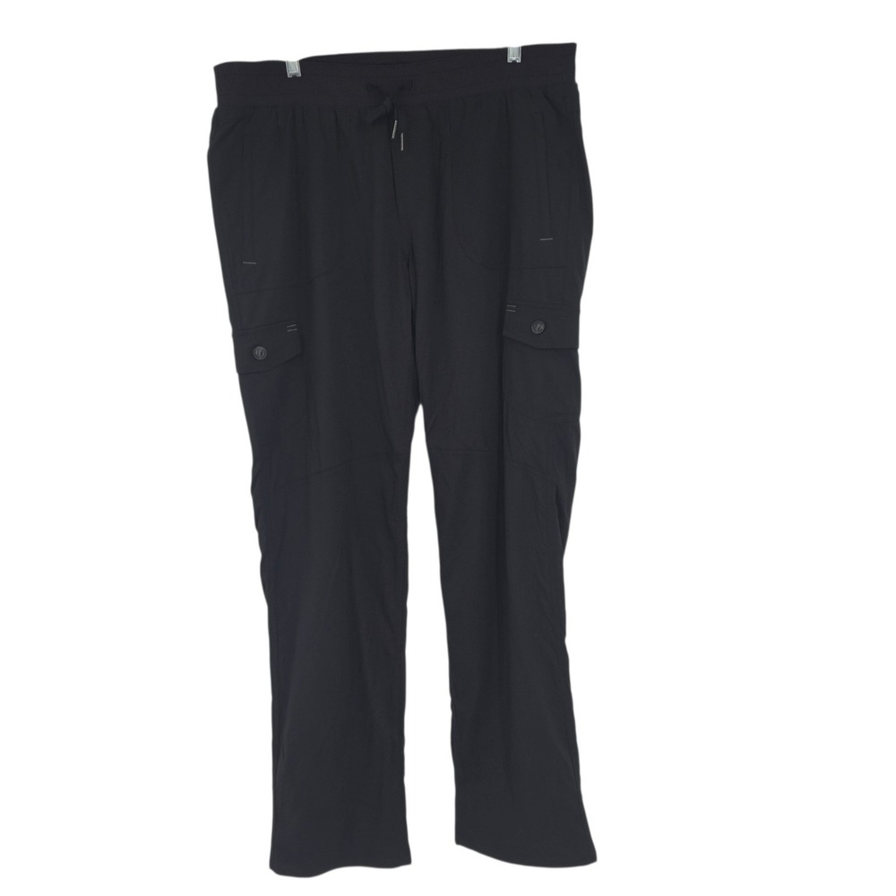 LL Bean Cargo Pants Women L Tall Fleece Lined Black Hiking Outdoor Warm Gorpcore